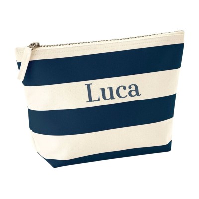 TOILETRY BAG IN CANVAS WITH STRIPES