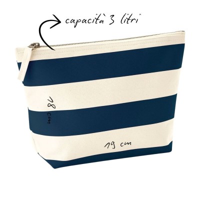 TOILETRY BAG IN CANVAS WITH STRIPES