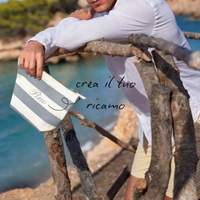 TOILETRY BAG IN CANVAS WITH STRIPES