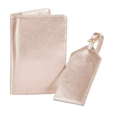 PASSPORT HOLDER AND LUGGAGE TAG IN FAUX LEATHER