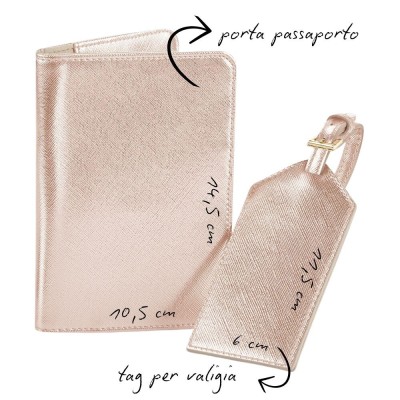 PASSPORT HOLDER AND LUGGAGE TAG IN FAUX LEATHER