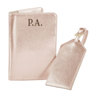 PASSPORT HOLDER AND LUGGAGE TAG IN FAUX LEATHER