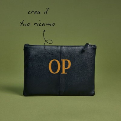 POCHETTE IN ECOPELLE DA UOMO PERSONALIZZABILE RICAMO