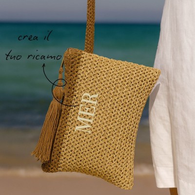 POCHETTE IN RAFIA CON NAPPINA PERSONALIZZABILE