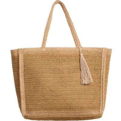 BORSA TOTE IN RAFIA CON NAPPINA PERSONALIZZABILE