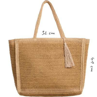 TOTE BAG IN RAFIA WITH TASSLE