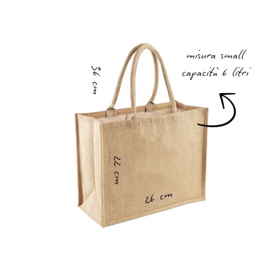 BORSA TOTE IN JUTA LAMINATA PERSONALIZZABILE CON RICAMO