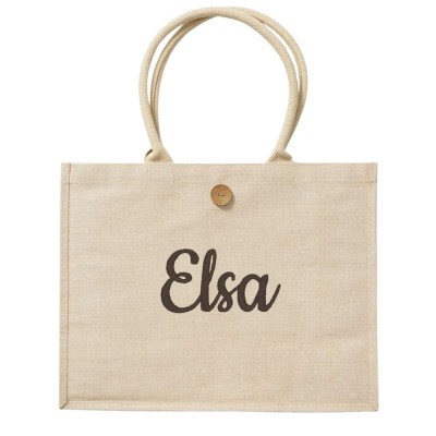 TOTE BAG WITH BUTTON IN JUTE