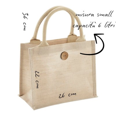 BORSA CON BOTTONE IN JUTA PERSONALIZZABILE CON RICAMO