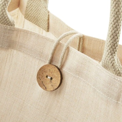 TOTE BAG WITH BUTTON IN JUTE
