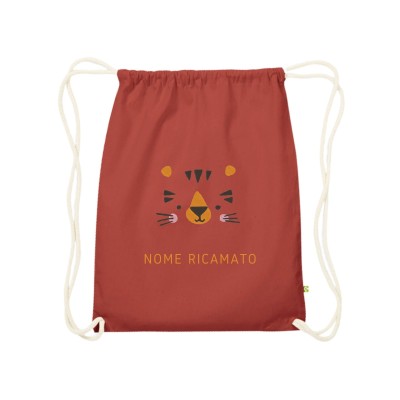 DRAWSTRING BAG IN ORGANIC COTTON FOR KIDS | PENSIERI: ZOO