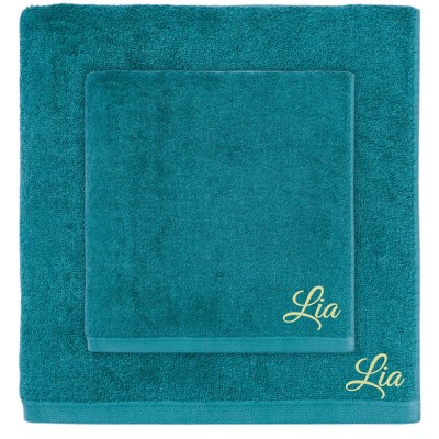 TOWEL SET IN TERRY COTTON WITH EMBROIDERY