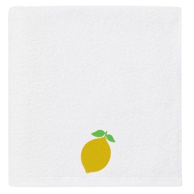 FACE TOWEL IN TERRY COTTON | EMBROIDERED LEMON