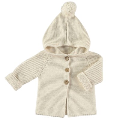 HOODED CARDIGAN IN ORGANIC COTTON FOR BABIES AND KIDS
