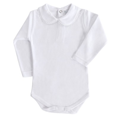 BODYSUIT WITH LONG SLEEVES AND COLLAR IN COTTON