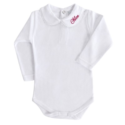 BODYSUIT WITH LONG SLEEVES AND COLLAR IN COTTON