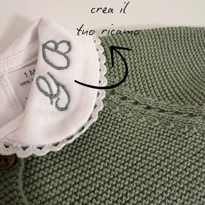 BODY CON COLLETTO IN COTONE PERSONALIZZABILE CON RICAMO