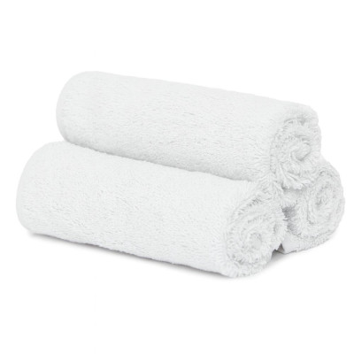 TRIS WASHCLOTHS IN WHITE TERRY COTTON | MONOGRAM