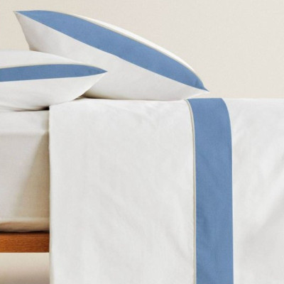 BED SHEET SET IN COTTON AND SATEEN BORDER
