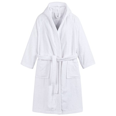 BATHROBE IN WHITE TERRY COTTON | MONOGRAM