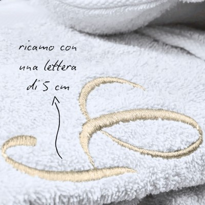 BATHROBE IN WHITE TERRY COTTON | MONOGRAM
