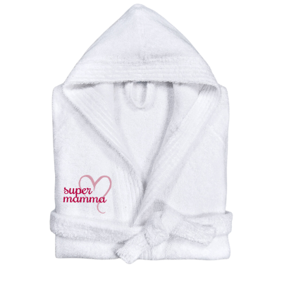 BATHROBE IN TERRY COTTON FOR ADULTS | PENSIERI: SUPER MAMMA