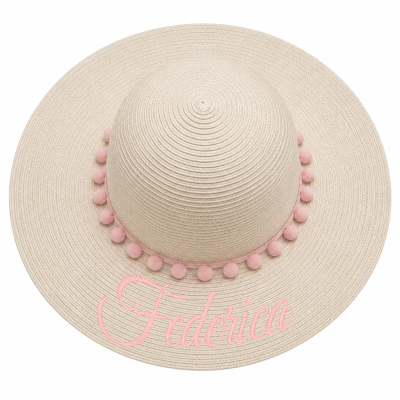CAPPELLO IN PAGLIA CON POMPON A SCELTA