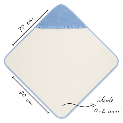 TRIANGLE TOWEL IN TERRY COTTON WITH RUFFLES FOR NEWBORNS