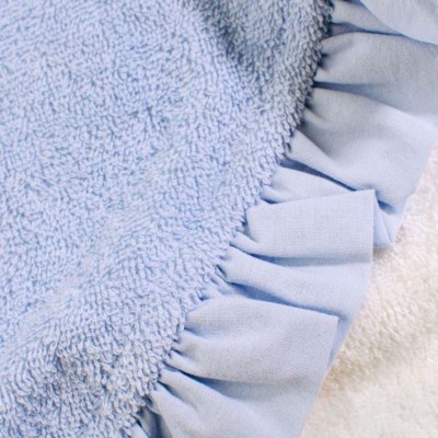 TRIANGLE TOWEL IN TERRY COTTON WITH RUFFLES FOR NEWBORNS