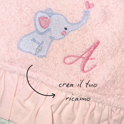 TRIANGOLO IN SPUGNA CON ROUCHE DA NEONATO CON RICAMO