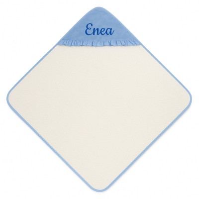 TRIANGLE TOWEL IN TERRY COTTON WITH RUFFLES FOR NEWBORNS