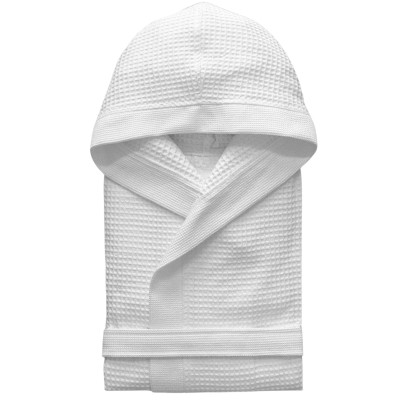 BATHROBE IN WHITE WAFFLE COTTON | MONOGRAM