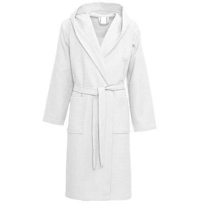 BATHROBE IN WHITE WAFFLE COTTON | MONOGRAM