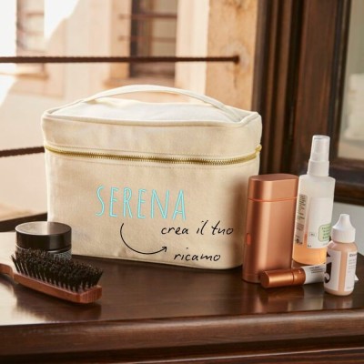 TROUSSE VANITY IN COTONE PERSONALIZZABILE CON RICAMO
