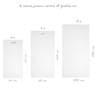 TRIO TOWELS IN TERRY COTTON WITH EMBROIDERY