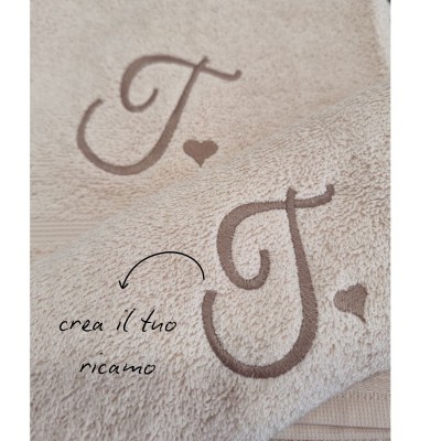 TOWEL SET IN TERRY COTTON WITH EMBROIDERY