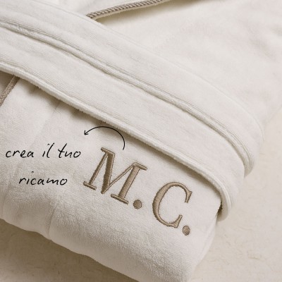 BATHROBE IN WHITE VELOUR TERRY FOR ADULTS