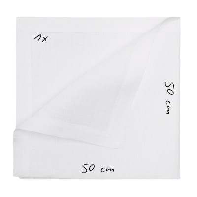 NAPKIN IN PURE WHITE LINEN WITH HEMSTITCH FINISH