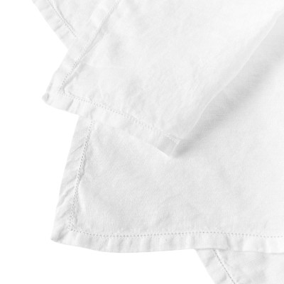 NAPKIN IN PURE WHITE LINEN WITH HEMSTITCH FINISH