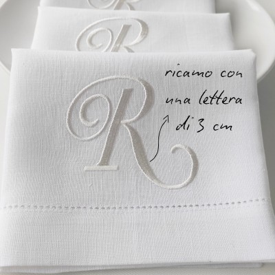 TOVAGLIOLO IN PURO LINO CON CIFRA RICAMATA