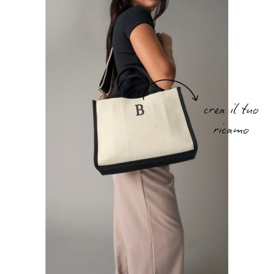 BAG MEDIUM IN TWILL WITH SHOULDER STRAP