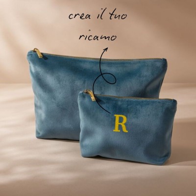 BEAUTY CASE IN VELLUTO PERSONALIZZABILE CON RICAMO